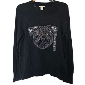 H&M Black Alpaca Blend Pug Sweater Size Small